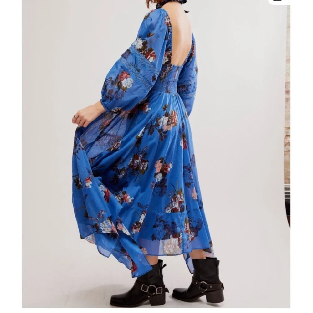 FREE PEOPLE Morning Glory Maxi Dress / Dutch Blue Combo - Picture 2 of 8